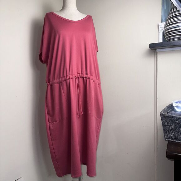 32 Degrees Cool T Shirt Dress Pockets Drawstring Waist Pinkish-Orange XXL 2X - Picture 1 of 12